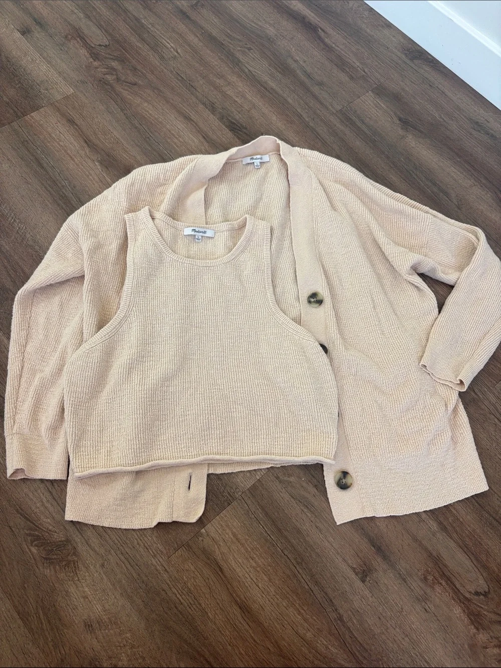 Soft Knit Women's Tank and Cardigan Set in Light Beige - Madewell